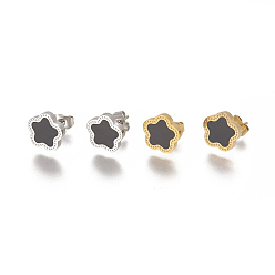 Mixed Color 304 Stainless Steel Stud Earrings, with Resin, Star, Mixed Color, 9.5x9.5x2mm, Pin: 0.7mm
