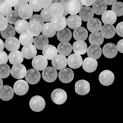 White Baking Paint Glass Beads, Imitation Cat Eye, Round, Two Tone, White, 5.5x6mm, Hole: 1.2mm, about 4000pcs/1000g