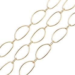 Настоящее золото 18K 10М-ионное покрытие (IP) 304Цепи с овальными звеньями из нержавеющей стали, плазменная полировка, пайки, с катушкой, реальный 18 k позолоченный, 15.5x8.5x0.8 мм, Ссылки по теме: 5.5x3.5x0.5, около 32.81 футов (10 м) / рулон