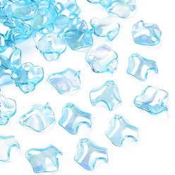 Светло-Голубой Прозрачные акриловые подвески, с покрытием AB цвета, лепесток, Небесно-голубой, 15.5x15x5 мм, отверстие : 2 мм, Около 2200 шт / 500 г