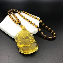 Желтый Стекло ожерелья шкентеля, религиозные темы, желтые, 25.20 дюйм (64 см)