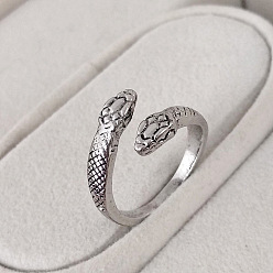 Античное Серебро Кольца-манжеты из сплава в тибетском стиле, змея, античное серебро, внутренний диаметр: 15~23 мм