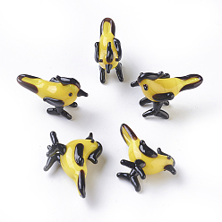 Желтый Украшения для дома, украшения ручной работы дисплея бусины, птица, желтые, 29~33x11~13x18~22 мм
