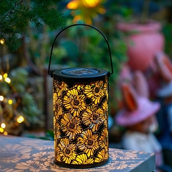 Цветок Солнечные фонари уличные подвесные фонари, полый железный фонарь для наружного декора, Водонепроницаемый светодиодный декоративный садовый светильник для патио и двора, цветок, 120x120x215 мм