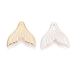 Золотистый Абс пластиковые жемчужные бисера, рыбий хвост, золотой металл обвитыми, с половиным покрытием, золотые, 20x20x3 мм, отверстие : 1.5 мм