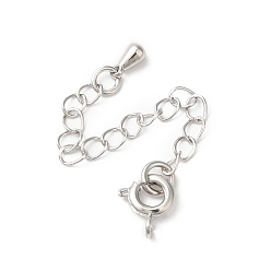 Платина Латунные концы стойки с цепочкой и застежками, долговечный, без свинца и без кадмия, слеза, платина, 65 мм