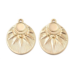 Настоящее золото 18K Сеттинги для кулона (кабошонов), латунь , овальные с солнцем, долговечный, реальный 18 k позолоченный, лоток : 6 мм, 27.5x20x1.5 мм, отверстие : 1.6 мм