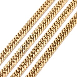 Золотой Ионное покрытие (ip) 304 бордюрные цепи из нержавеющей стали с алмазной огранкой, кубинская ссылка, несварные, граненые, с катушкой, золотые, 5x3.5x0.7 мм, около 32.8 футов (10 м) / рулон