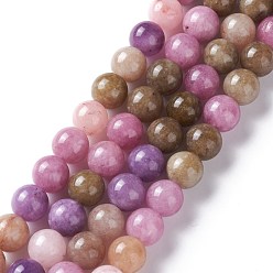 Разноцветный Натуральный белый нефрит имитация турмалина бусины нити, круглые, окрашенные, 10 мм, отверстие : 1 мм, около 38 шт / нитка, 14.96 дюйм (38 см)