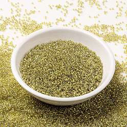 (RR1125) Sparkling Honey Beige Lined Chartreuse MIYUKI Round Rocailles Beads, Japanese Seed Beads, 15/0, (RR1125) Sparkling Honey Beige Lined Chartreuse, 1.5mm, Hole: 0.7mm, about 250000pcs/pound