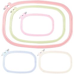 Couleur Mélangete Cerceau à broder, cadre de point de croix, outil de bricolage, avec les accessoires en fer, ovale, couleur mixte, 5 pièces / kit