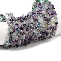 Флюорит Природного флюорита бисер нитей, граненые, круглые, 4~4.5 мм, отверстие : 0.7 мм, около 95~96 шт / нитка, 14.96"~15.35" (38~39 см)