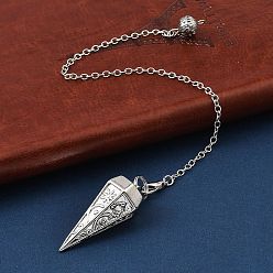 Платина Стойка гальваническое покрытие латунный конус биолокационный маятник подвески, с цепочкой и застежками-карабинами, платина, 233 мм, отверстие : 2 мм