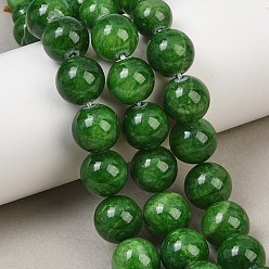 Sea Green Natural Mashan Jade Graduated Beads Strands, Dyed, Smooth Round, Sea Green, 6~12mm, Hole: 1~1.4mm, about 53pcs/strand, 17.32''(44cm)