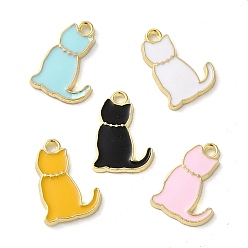(52) Непрозрачная лаванда Подвески из эмали и сплава, кошачье очарование, золотые, разноцветные, 15.5x11x1.3 мм, отверстие : 1.4 мм