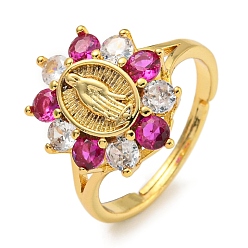 Настоящее золото 18K Овальный, с подставкой для рук, покрытие из латуни, микропаве, регулируемые кольца из циркония, без свинца и без кадмия, реальный 18 k позолоченный, внутренний диаметр: 16 мм, Поверхность: 15.5x13.5 мм