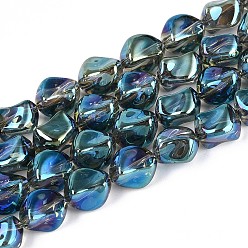 Темно-Золотистый Гальванизируйте прозрачное стекло бисер нитей, самородки, темные золотарник, 11~11.5x8~10x8~10 мм, отверстие : 0.8 мм, около 60 шт / нитка, 26.38 дюйм (67 см)