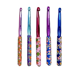 (52) Непрозрачная лаванда 5Набор крючков из алюминия с принтом разных размеров, с ручкой, для плетения крючком швейных инструментов, разноцветные, 150x60x10 мм