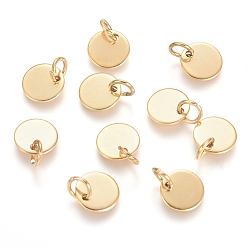 Золотой Ионное покрытие (ip) 304 брелоки из нержавеющей стали, штамповка пустой метки, с прыжковых колец, плоско-круглые, золотые, 8x0.7 мм, отверстие : 3.5 мм