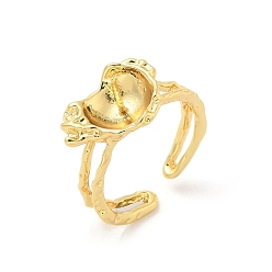 Золотой Латунный колышек для установки открытого манжетного кольца, для полуполых бусин , золотые, 3~11 мм, регулируемый