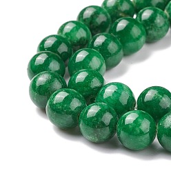 Dark Green Natural Mashan Jade Round Beads Strands, Dyed, Dark Green, 10mm, Hole: 1mm, about 41pcs/strand, 15.7 inch