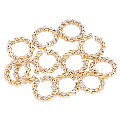 Echt 14 k vergoldet Offene, offene Messingringe aus Messing, Twisted-Runde, echt 14 k vergoldet, 6x1.3 mm, Innendurchmesser: 3.5 mm, 50 Stück / Beutel, 1 Tasche
