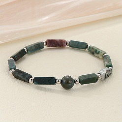 (RRHB277) Кристалл на подкладке из медово-бежевого цвета Браслеты из натурального индийского агата с бусинами для мужчин и женщин, кубоид, 7-1/2 дюйм (19 см)