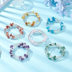 Смешанные камни Браслеты из натурального смешанного камня, стеклянных и латунных бусин для женщин, внутренний диаметр: 2-1/8 дюйм (5.3 см)