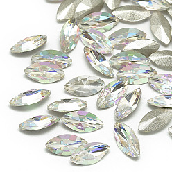 Разноцветный Сделай сам указал назад k 9 стеклянные кабошоны со стразами, случайное цветное покрытие, граненые, лошадиный глаз , красочный, 10x5x2.5 мм