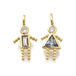 Светлый Стально-синий Латунные микро проложить кубического циркония подвески, 12 амулеты с камнями, соответствующими знаку зодиака, человек, с целью перехода в кольце, без свинца и без кадмия, реальный 18 k позолоченный, светло-стальной синий, 14.5~15x7~7.7x2~2.5 мм, отверстие : 2x2.5 мм