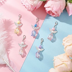 Платиновый & Серебристый Подвески в виде тюльпана из стеклянных бусин и акрила, Сплав с застежками когтя омара, Платина и серебро, 51 мм