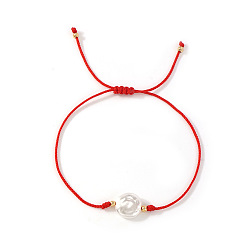 Красный Браслеты из имитации жемчуга и латунных бусин, плетеные браслеты из нейлоновой нити для женщин, красные, 11.02 дюйм (28 см)