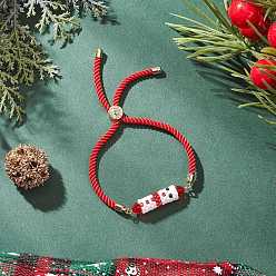 Снеговик Рождественские браслеты-слайдеры ручной работы из стеклянных бусин, браслеты для женщин, снеговик, внутренний диаметр: 1/4~2-3/4 дюйм (5~6.9 см)