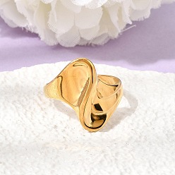 Настоящее золото 18K 304 открытые кольца-манжеты из нержавеющей стали для женщин, ионное покрытие (ip), реальный 18 k позолоченный, 20 мм, Внутренний диаметр: 19 мм.