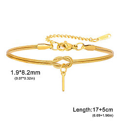 Letter I 304 Браслеты с подвесками в виде инициалов из нержавеющей стали, браслеты из змеиной цепи для женщин, золотые, Буква "i", 6.69 дюйм (17 см)