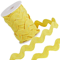 Желтый Отделка из полиэстера волнистой бахромой, изгибающая волну кружевная лента, для шитья одежды и художественного оформления, желтые, 5/8 дюйм (15 мм), около 10 ярдов