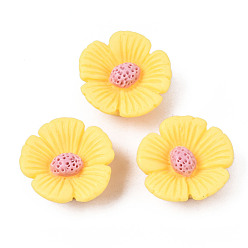 Yellow Opaque Resin Cabochons, Flower, Yellow, 21x20x9mm