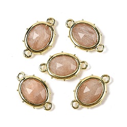 Солнечный Камень Подвески-подвески из натурального солнечного камня с огранкой в форме овала, с реечной обшивкой латунными выводами, золотые, 16.5x11x4.5 мм, отверстие : 1.4 мм