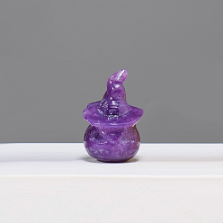 Лепидолит Хэллоуин украшения для дома из натурального лепидолита, тыква в шляпе, 31x22.5 мм