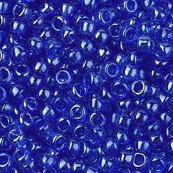 (117) Transparent Luster Blue Тохо 8/0 круглые бусины, японский бисер, (117) прозрачный глянец синий, 8/0, 3 мм, отверстие : 1 мм, Около 222 шт / 10 г