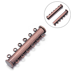 Rotkupfer 6-Stränge 12-Löcher Rohr Messing Magnet Gleitverschluß Spangen, Nickel frei, Rotkupfer, 36x10x6.5 mm, Bohrung: 1.5 mm