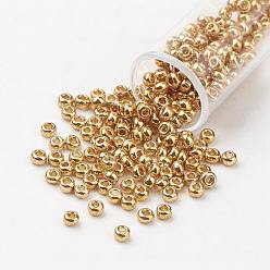 Goldenrod 8/0 Grade A Round Glass Seed Beads, Dyed, Goldenrod, 3x2mm, Hole: 1mm, about 10000pcs/pound