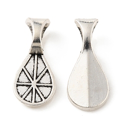 Античное Серебро & Серебро Сплав клея на плоские площадки поручительств, каплевидный кулон под залог, старинное серебро и серебро, 16x7x1~4 мм, отверстие : 4.5x3 мм