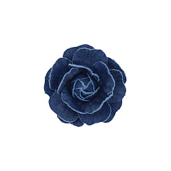 Marine Blue Denim Cloth Cabochons, for Garment Accessory, Flower, Marine Blue, 70mm