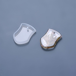 White DIY Pendant Silicone Molds, Resin Casting Molds, Clay Craft Mold Tools, Shield, White, 47.5x34.5x7.5mm, Hole: 3mm