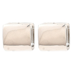 Платина Серьги-кольца из латуни, прямоугольные, платина, 12x11.5x12 мм