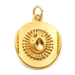 Настоящее золото 18K Латунные подвески, шляпные прелести, с целью перехода в кольце, реальный 18 k позолоченный, 20x15.50x3.50 мм, отверстие: 3 мм