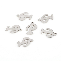 Letter P Не тускнеющие 201 подвески из нержавеющей стали, лазерная резка, буквы, цвет нержавеющей стали, letter.p: 14x10x1.2 мм, отверстие : 1 мм