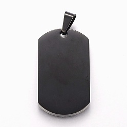 Gunmetal 304 Stainless Steel Pendants, Smooth Surface, Rectangle, Stamping Blank Tags, Gunmetal, 40x22x3mm, Hole: 5x10mm