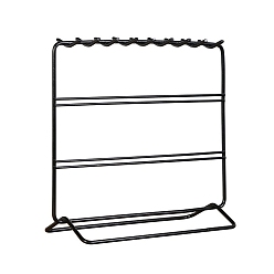 Black Rectangle Iron Jewelry Display Tower Stands, Jewelry Organizer Holder for Earrings, Bracelet, Necklace Storage, Black, 20.5x8.4x19cm
